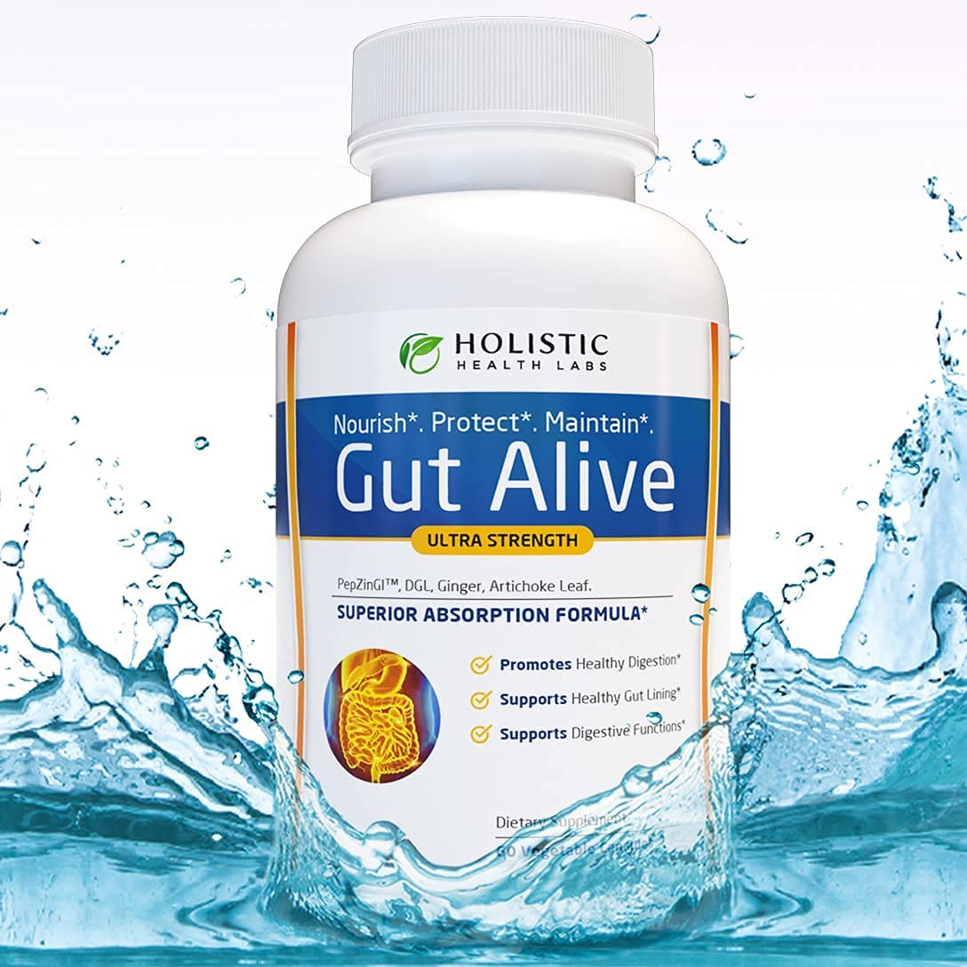 Gut Alive – Natural Digestive Support for IBS, Bloating & Acid Reflux (60 Capsules)