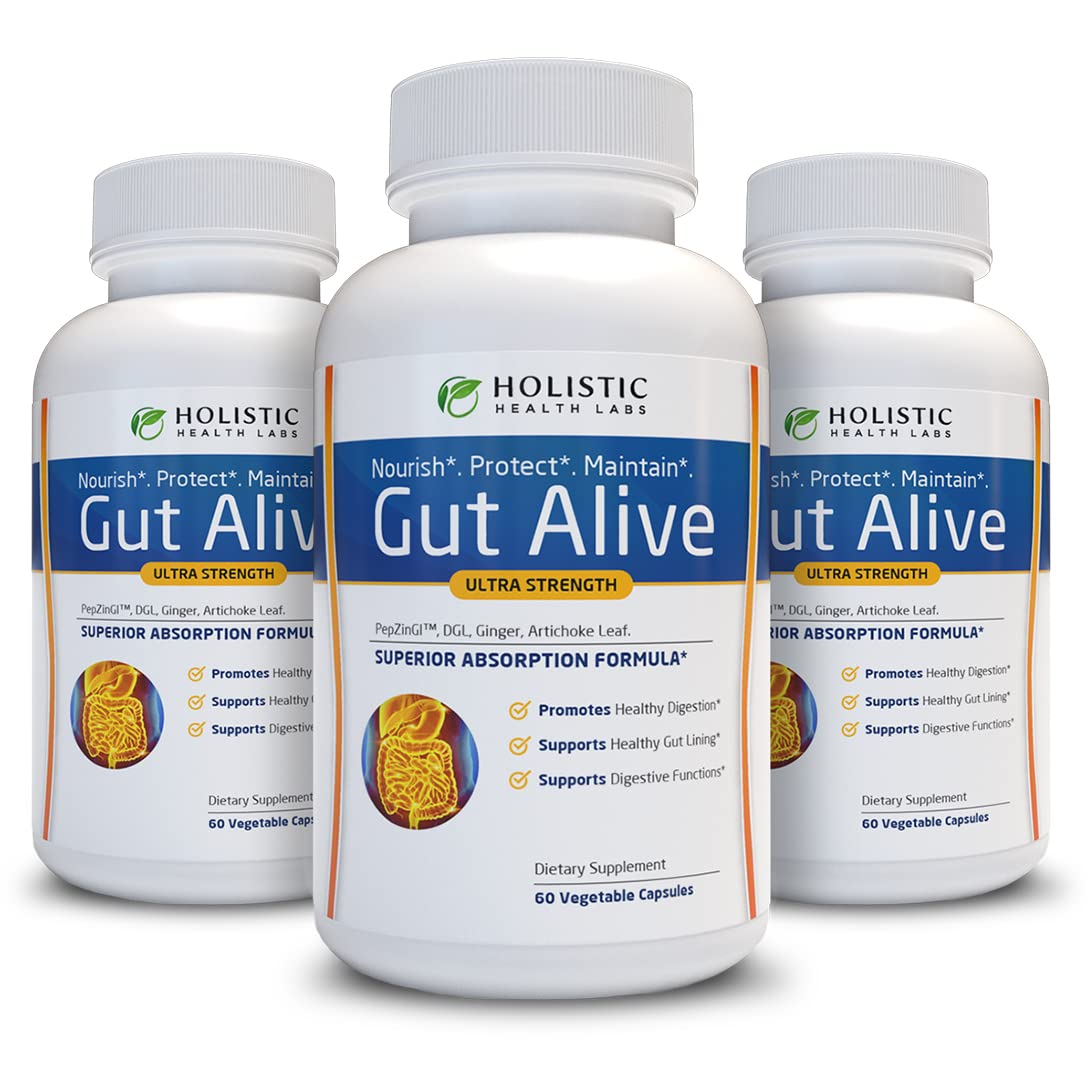 Gut Alive – Natural Digestive Support for IBS, Bloating & Acid Reflux (60 Capsules)