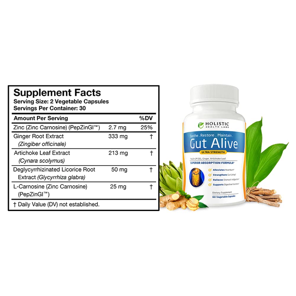 Gut Alive – Natural Digestive Support for IBS, Bloating & Acid Reflux (60 Capsules)