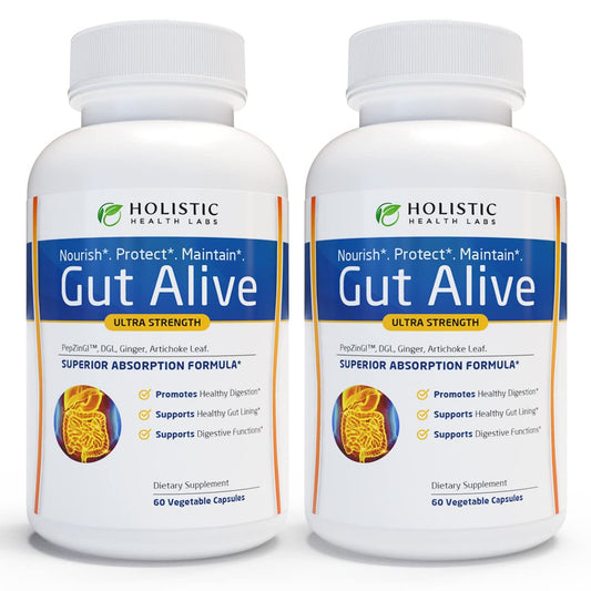 Gut Alive – Natural Digestive Support for IBS, Bloating & Acid Reflux (60 Capsules)
