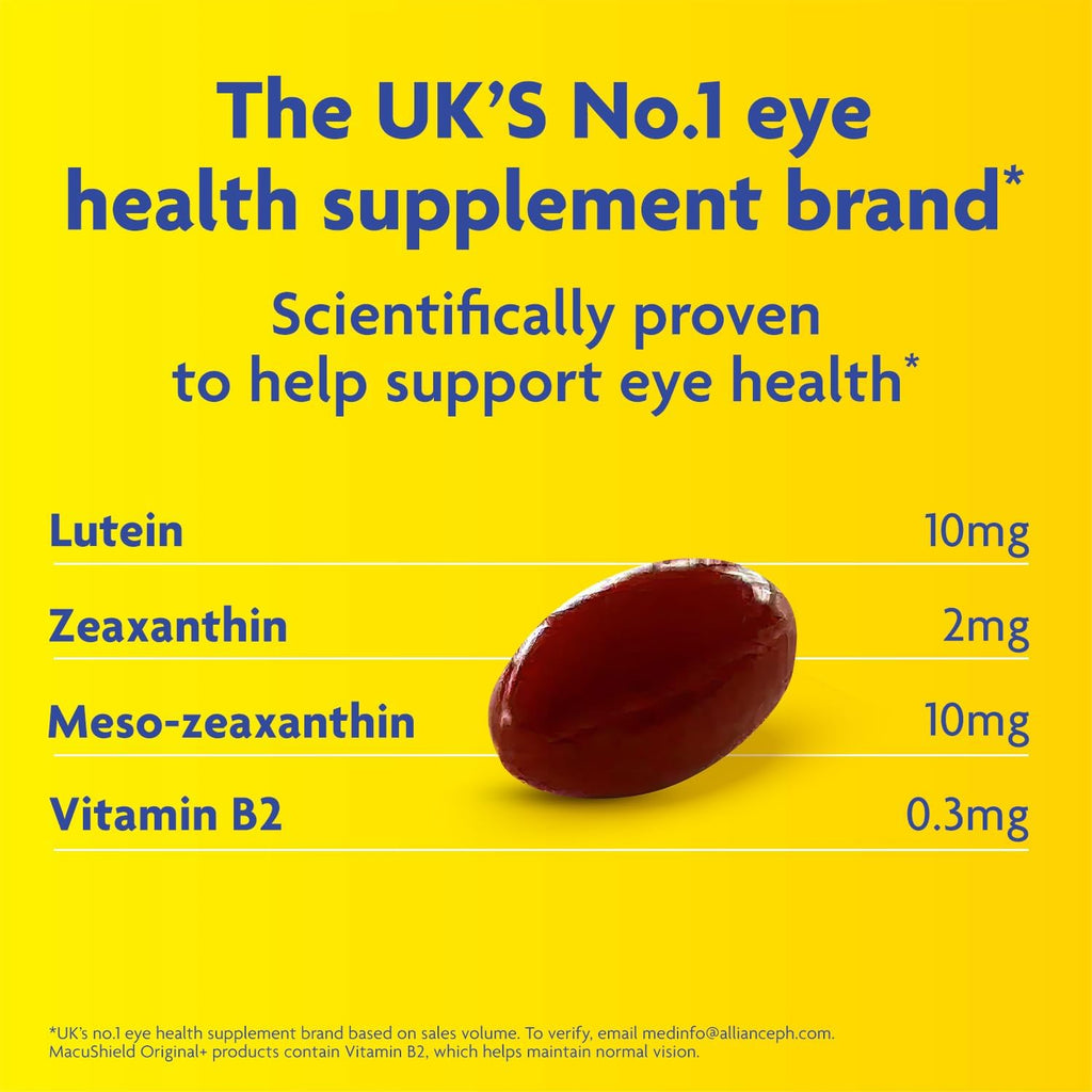 MacuShield Original+ Eye Health Supplement, 90 Capsules