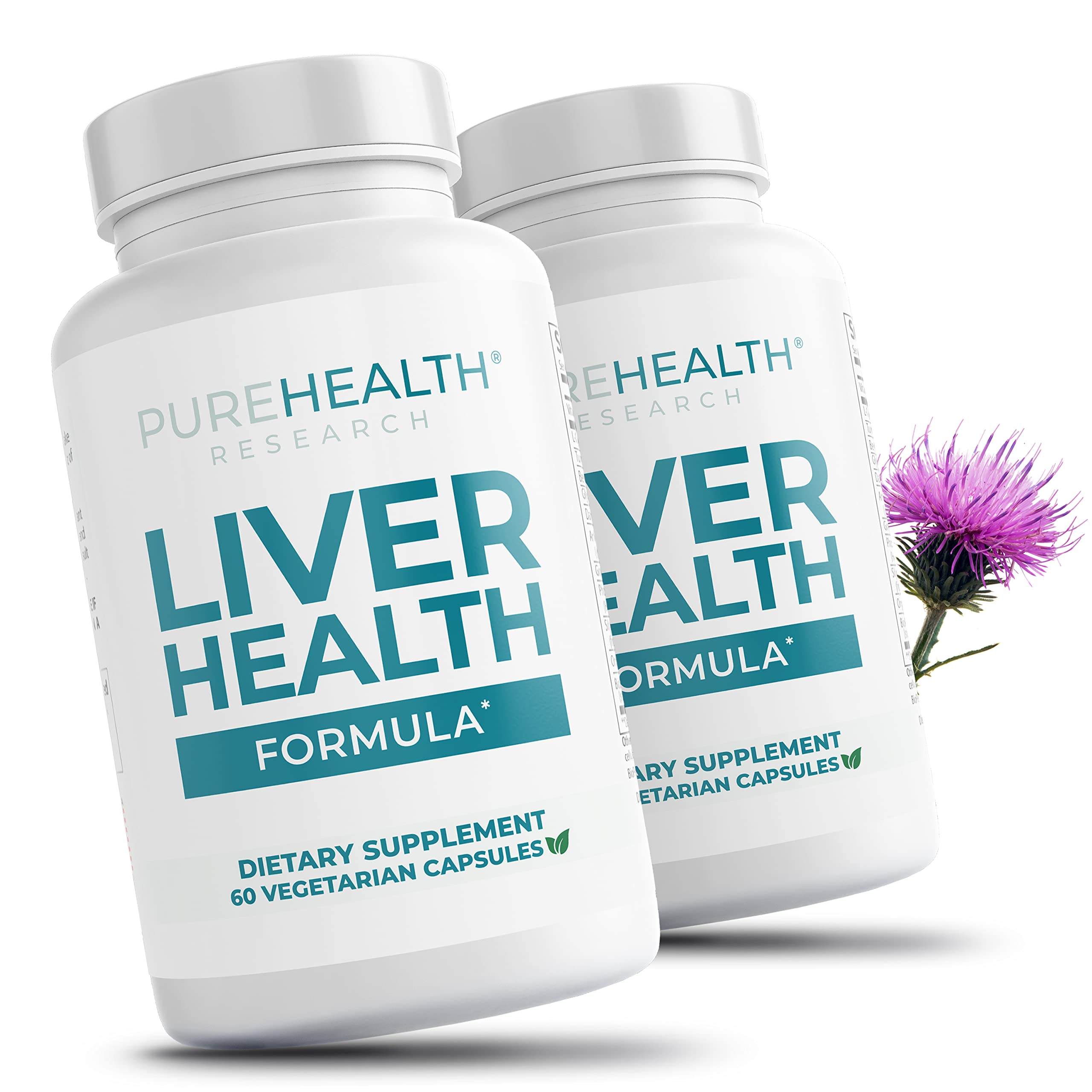 PUREHEALTH RESEARCH Liver Health – Liver Cleanse Detox & Repair with Artichoke Extract, Milk Thistle, Dandelion Root, Turmeric, Beet Root to Healthy Liver Renew with 11 Natural Nutrients, 60 Capsules