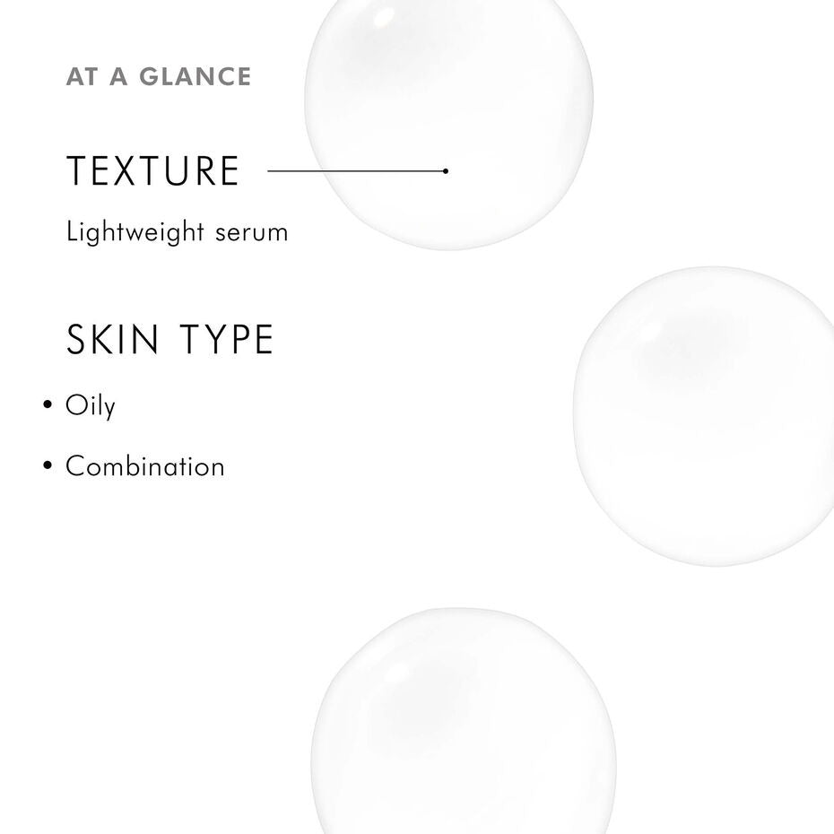 SkinCeuticals  Product description card with texture, skin type, and product images on a white background
